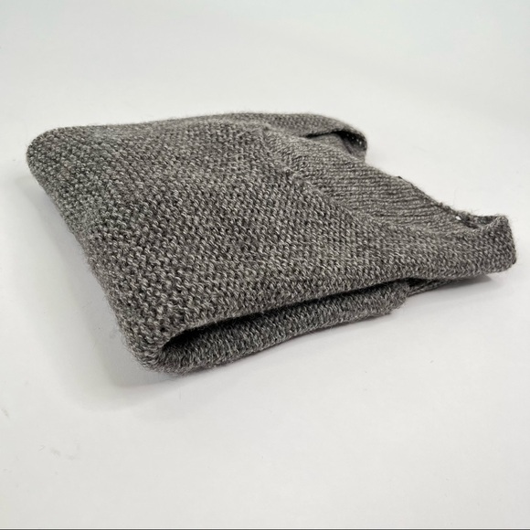 Helmut LANG Smokey Grey Wool & Alpaca Blend Asymmetrical Long Sleeve Sweater Top - Picture 8 of 12